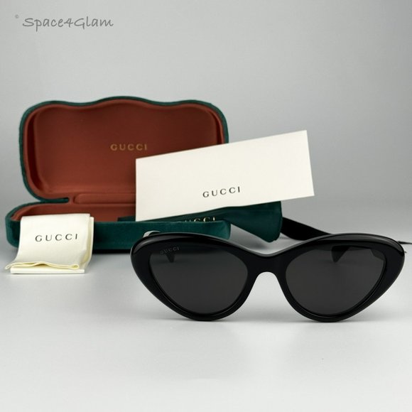Gucci Women AUTHENTIC Sunglasses Black Grey Cat Eye GG1170S 001 BRAND NEW main image 10